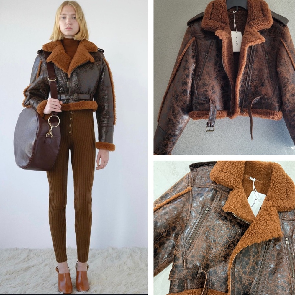 FRAME leather Shearling Moto jacket